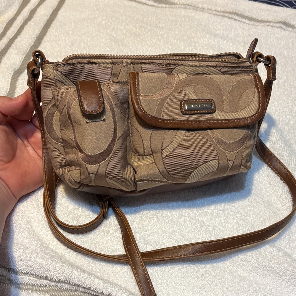 Signature Brown and Tan Crossbody Bag